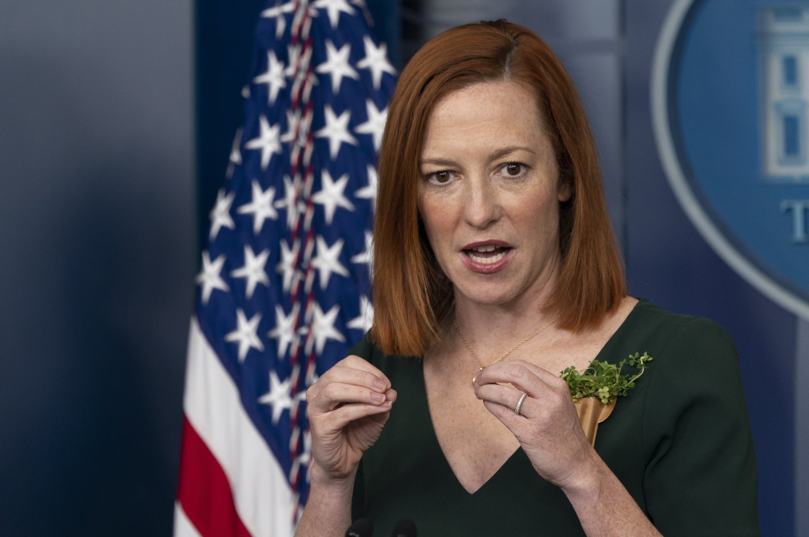 White House Press Secretary Jen Psaki holds a briefing at the White House in Washington, D.C., March 17, 2021.  (EPA/Chris Kleponis / POOL)