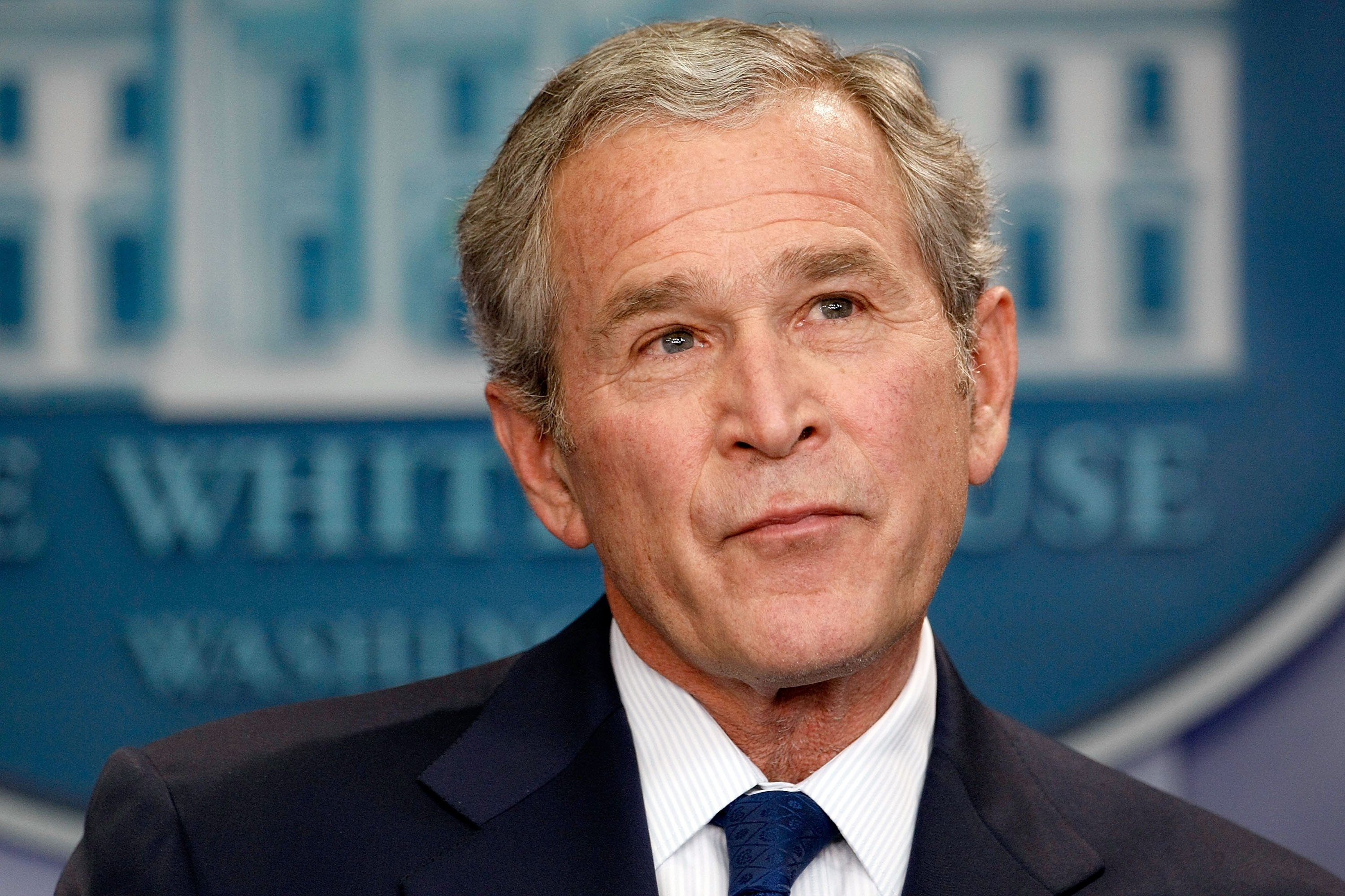 Then U.S. President George W. Bush holds a news conference in the Brady Press Briefing Room at the White House, Washington, U.S., Jan. 12, 2009. (Getty Images)