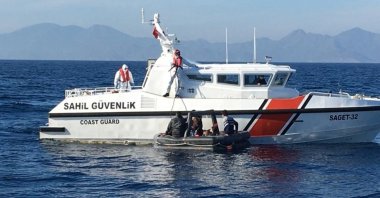 Turkish coast guards rescue migrants pushed back by Greece in the Aegean Sea, Feb. 8, 2021. (AA Photo)