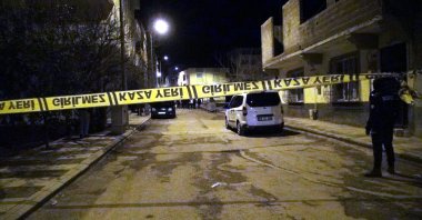 Police cordon off the area after two rockets fired from YPG-held territory in northern Syria land in Turkey's southeastern Kilis province on March 18, 2021 (DHA Photo)