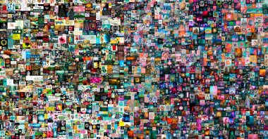 This undated handout image, courtesy of Christie's, shows a digital art collage by Beeple, for sale in New York, obtained March 10, 2021. (Christie's Auction House via AFP)