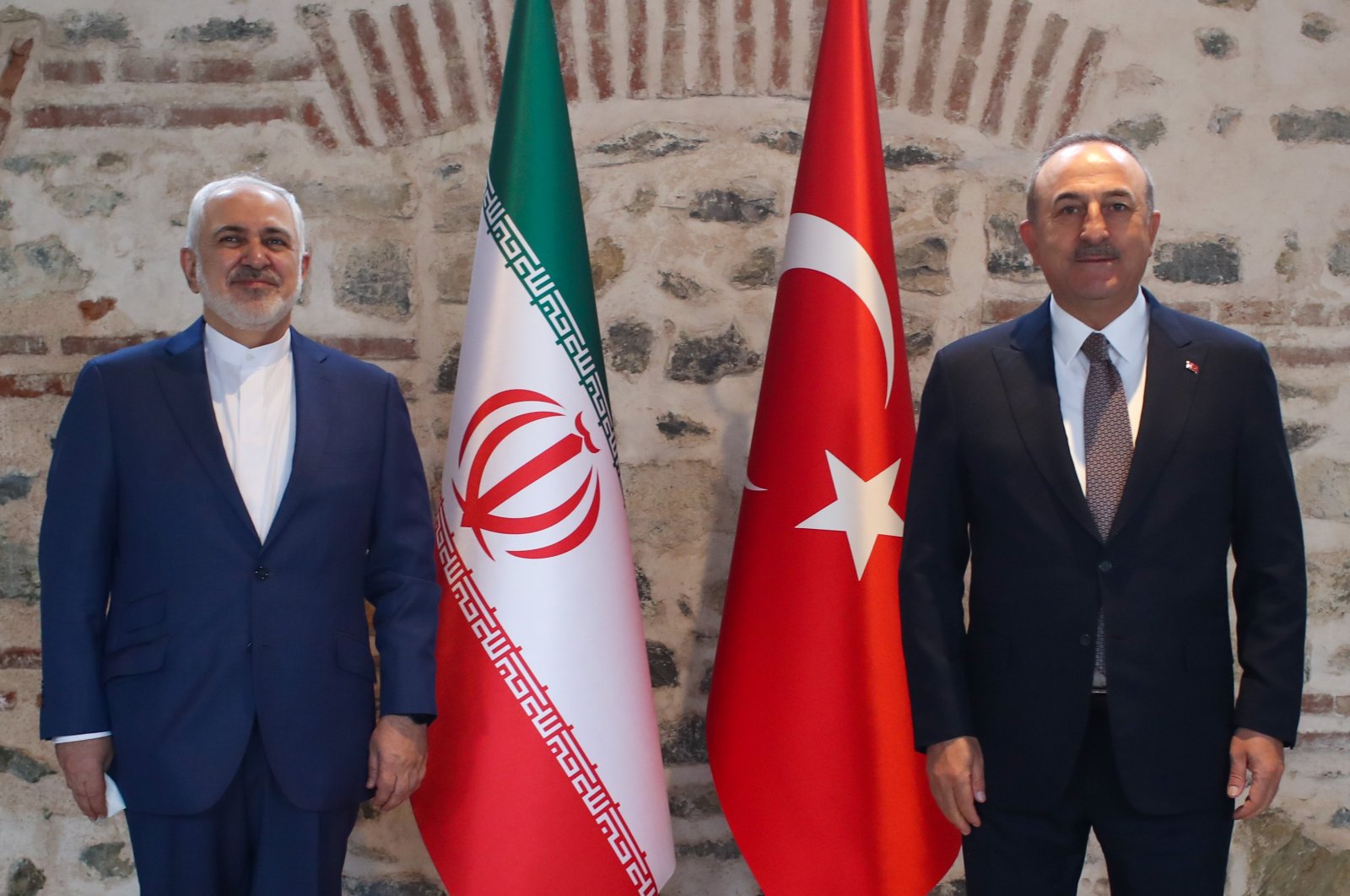 Turkish Foreign Minister Mevlüt Çavuşoğlu meets with his Iranian counterpart Javad Zarif in Istanbul, Turkey, March 19, 2021. (AA Photo)