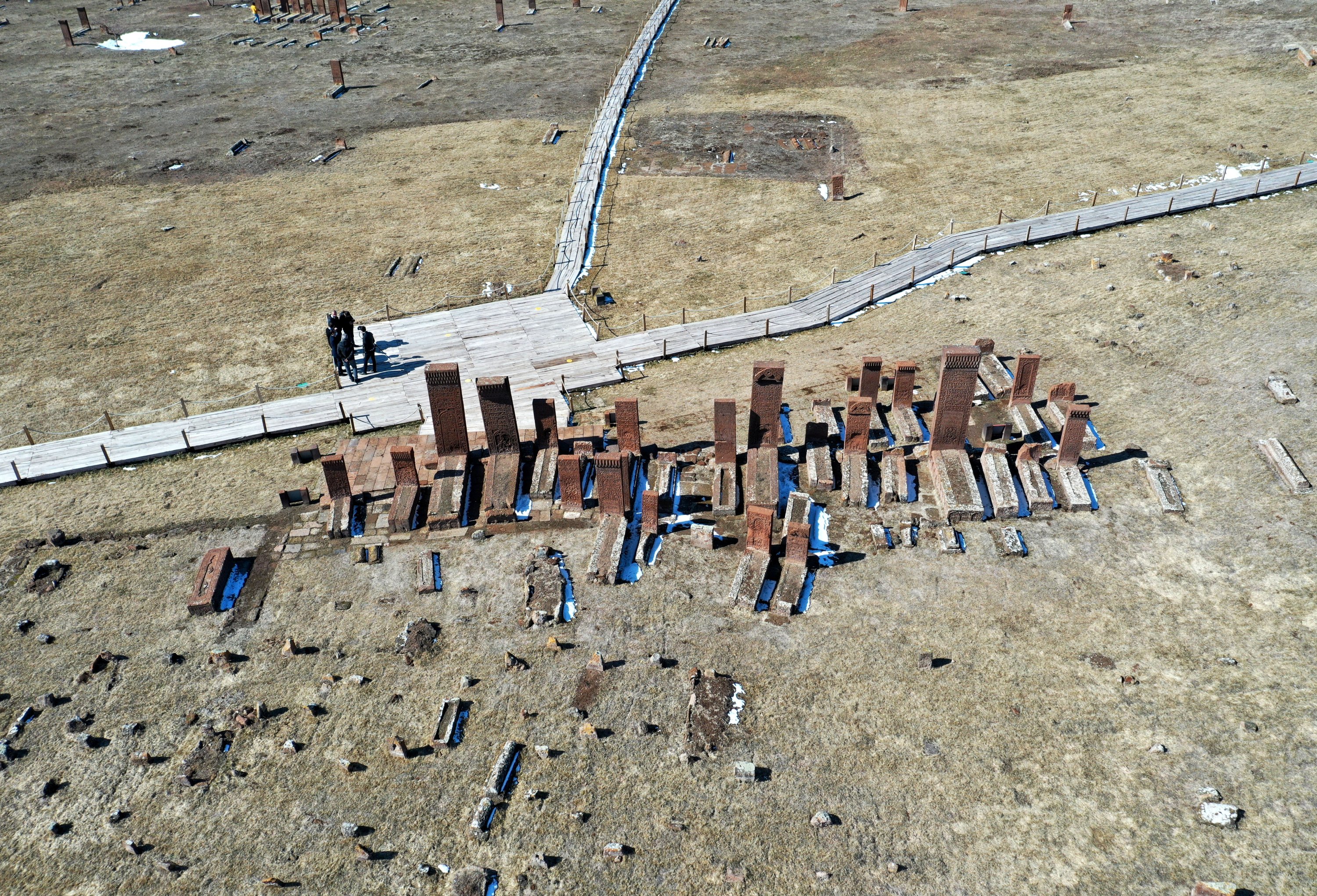 An aerial view of the tombstones at the Ahlat Seljuk Meydan Cemetery, Bitlis, eastern Turkey, March 19, 2021. (AA Photo)