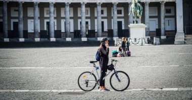 People walk on the streets and squares of the semi-deserted center of Naples, Italy, March 6, 2021. (EPA Photo)