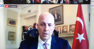 Turkey's ambassador to Canada, Kerim Uras, attends a live event to commemorate the Çanakkale victory on March 18, 2021 (AA Photo)