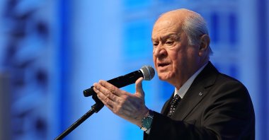 MHP leader Devlet Bahçeli gives a speech during the 13th Ordinary Congress of his party, in Ankara, Turkey, March 18, 2021. (AA)