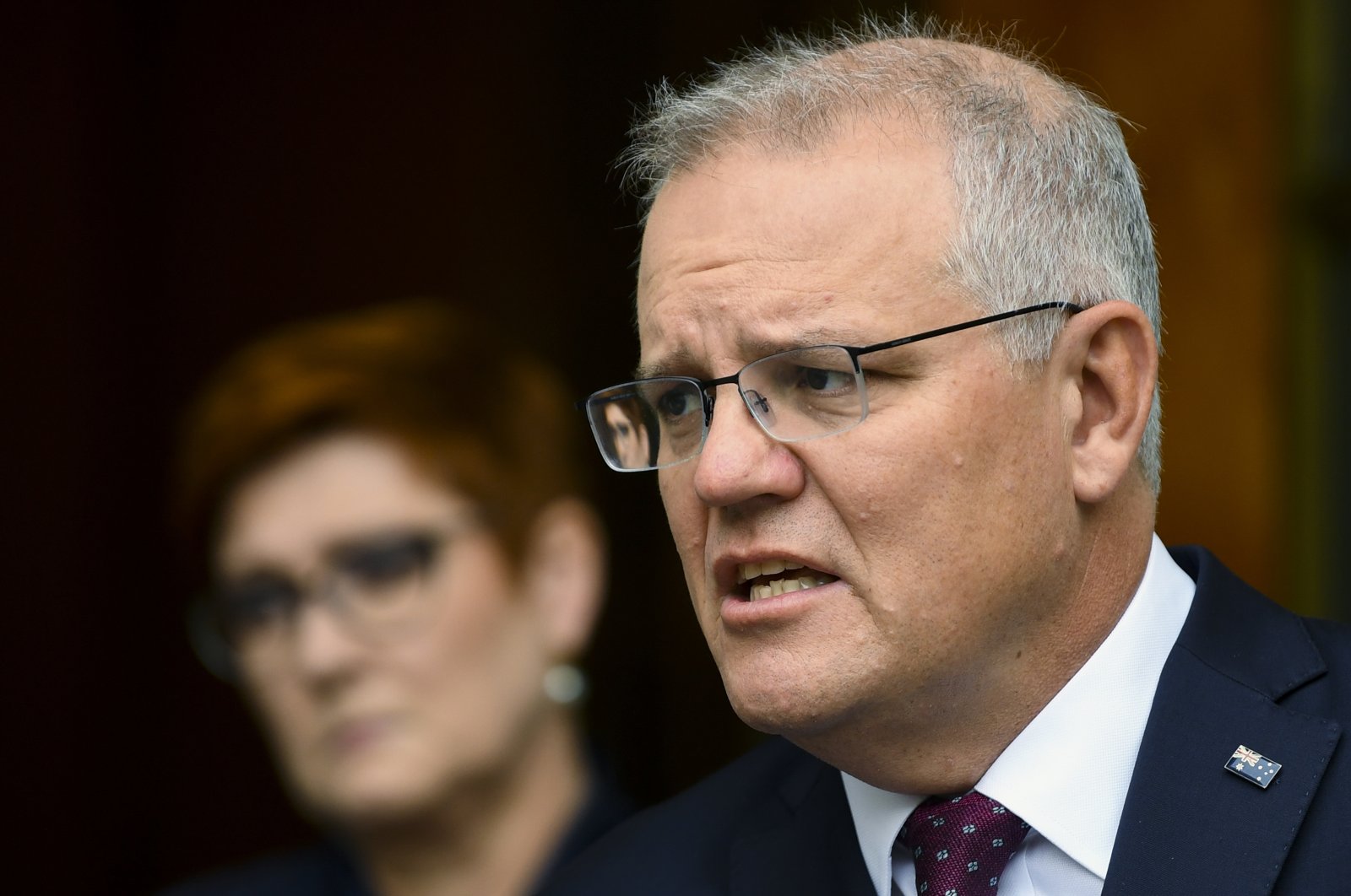 Australian Prime Minister Scott Morrison speaks to the media during a press conference at Parliament House, Canberra, Australia, March 17, 2021. (AP Photo)