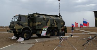 The Russian UAV Orlan-10 complex at the exhibition of military equipment in the Patriot Park branch, Srednyaya Akhtuba, Volgograd region, Russia, Aug. 28, 2020. (Shutterstock Photo)