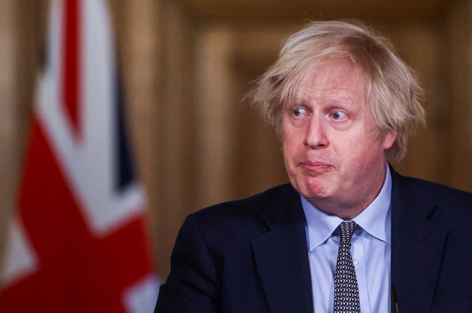 Britain's Prime Minister Boris Johnson holds a news conference at 10 Downing Street, on the day of reflection to mark the anniversary of Britain's first coronavirus lockdown, in London, United Kingdom, March 23, 2021. (Reuters Photo)