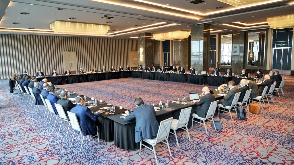 Central Bank of the Republic of Turkey (CBRT) Governor Şahap Kavcıoğlu meets with some banks’ general managers, Istanbul, Turkey, March 24, 2021. (CBRT via AA)