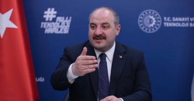 Industry and Technology Minister Mustafa Varank attends the Uludağ Economy Summit via videoconference, Ankara, Turkey, March 25, 2021. (AA Photo)