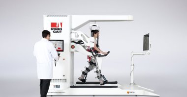 The RoboGait gait rehabilitation system is depicted in the photo provided on March 25, 2021. (Courtesy of BAMA Teknoloji)