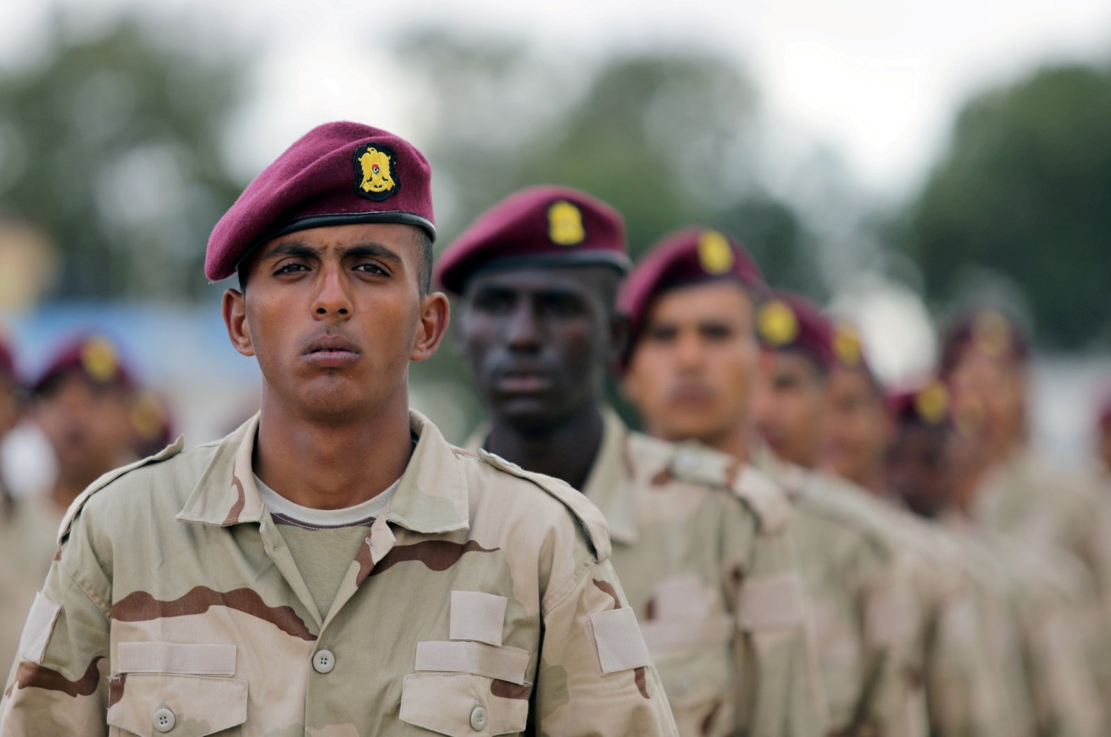 Soldiers loyal to putschist Gen. Khalifa Haftar stand in formation during Independence Day celebrations in Benghazi, Libya, Dec. 24, 2020. (Reuters Photo)