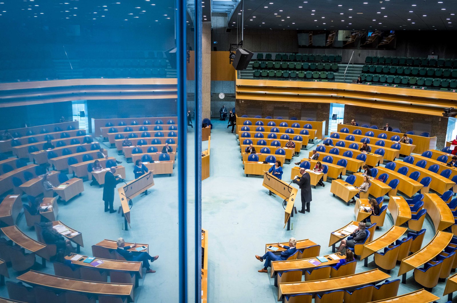 Overview of the House of Representatives during a debate about the developments surrounding COVID-19 in The Hague, the Netherlands, March 24, 2021. (EPA Photo)