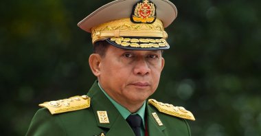 Myanmar's Chief Senior General Min Aung Hlaing, commander-in-chief of the Myanmar armed forces, arrives at a ceremony to mark the 71st anniversary of Martyrs' Day in Yangon, Myanmar, July 19, 2018. (AFP Photo)