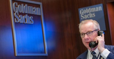 A trader works inside the Goldman Sachs booth on the floor of the New York Stock Exchange (NYSE) in New York, U.S., March 7, 2019. (Reuters Photo)