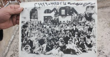 An old photo of Ottoman junior high school students from the school archive, Irbid, Jordan, March 27, 2021. (AA)