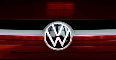 The VW logo is on display at the headquarters of German carmaker Volkswagen (VW) in Wolfsburg, Germany, March 26, 2021. (AFP Photo)