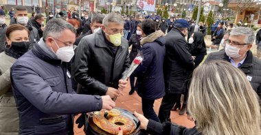 DPS members visit Kirkovo ahead of general elections in Bulgaria and meet with the Turkish community, Kirkovo, Bulgaria, March 30, 2021. (AA)