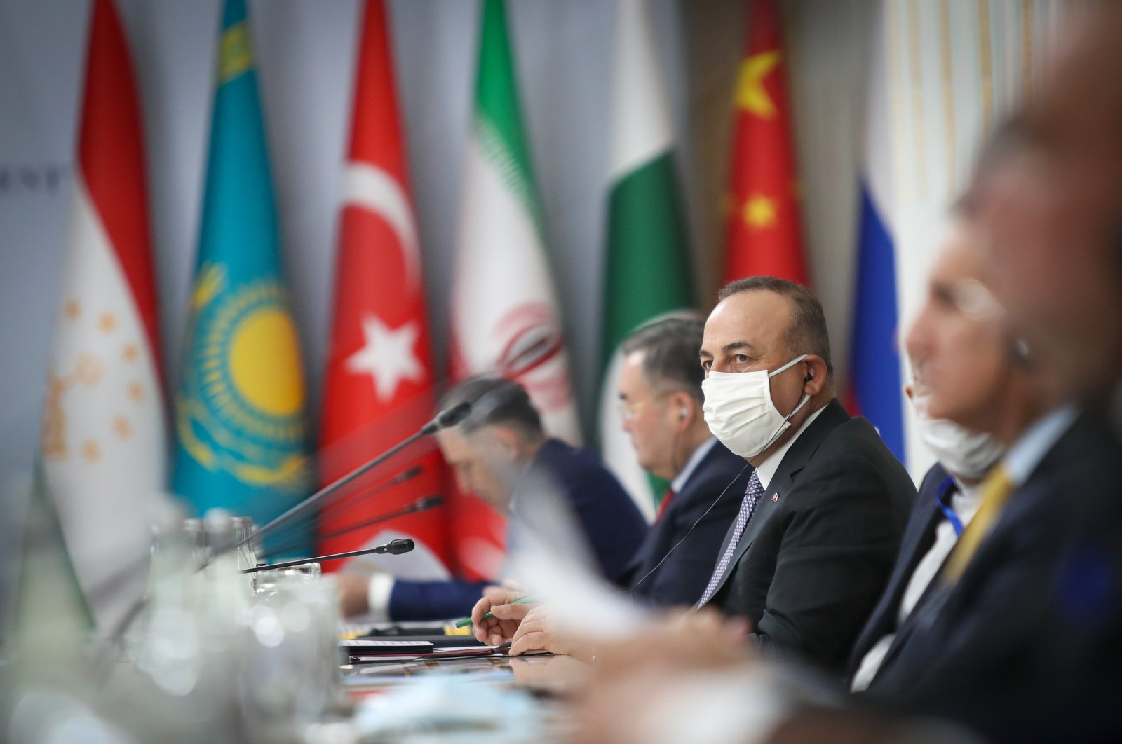 Turkish Foreign Minister Mevlüt Çavuşoğlu attends the 9th Ministerial Meeting of the Heart of Asia-Istanbul Process, Dushanbe, Tajikistan, March 30, 2021. (AA)