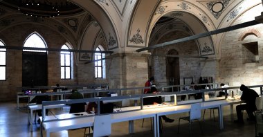 A view from the inside Beyazıt State Library, Istanbul, Turkey, March 28, 2020. (AA Photo)