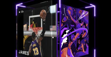 This image provided by Dapper Labs shows a LeBron James digital trading card. (Dapper Labs via AP)