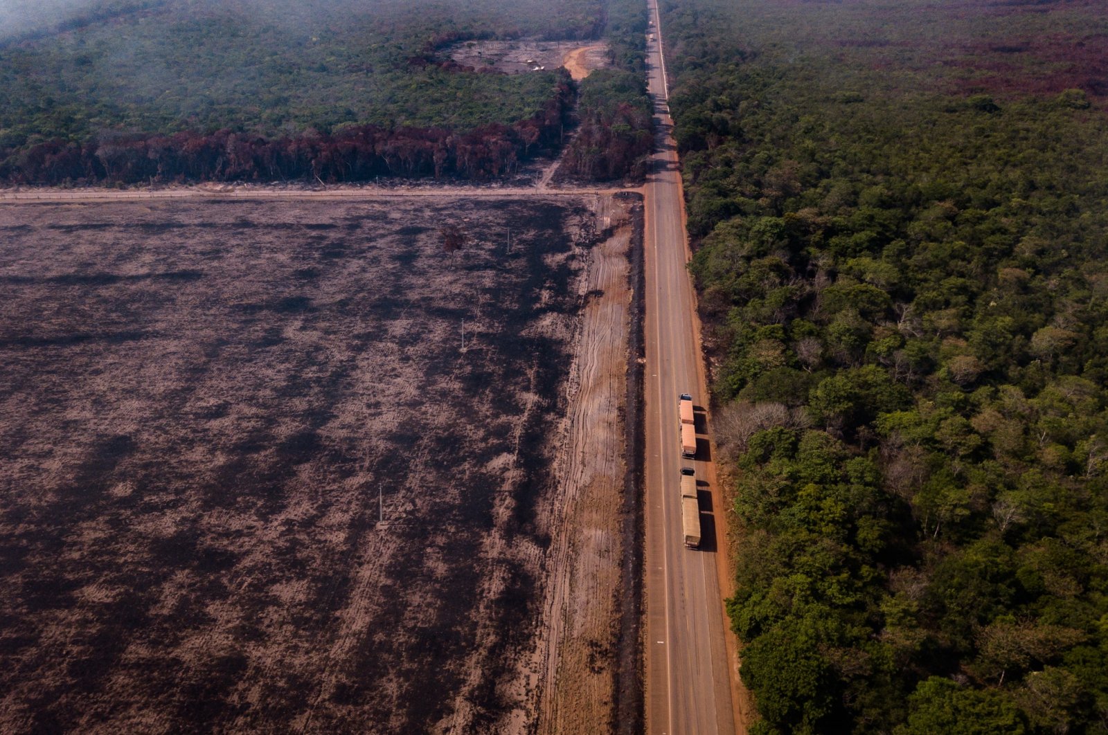 Overview of burnings in the vicinity of the BR-163 highway in the state of Para, northern Brazil, Amazon region, Aug. 29, 2019. (Gustavo Basso/NurPhoto via Getty Images)