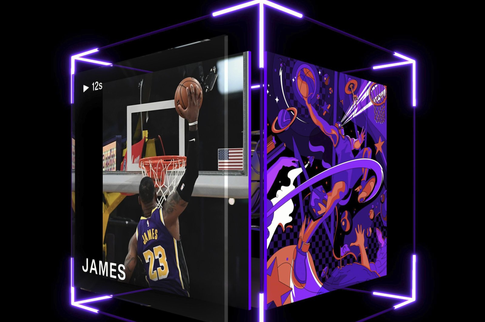 This image provided by Dapper Labs shows a LeBron James digital trading card. (Dapper Labs via AP)