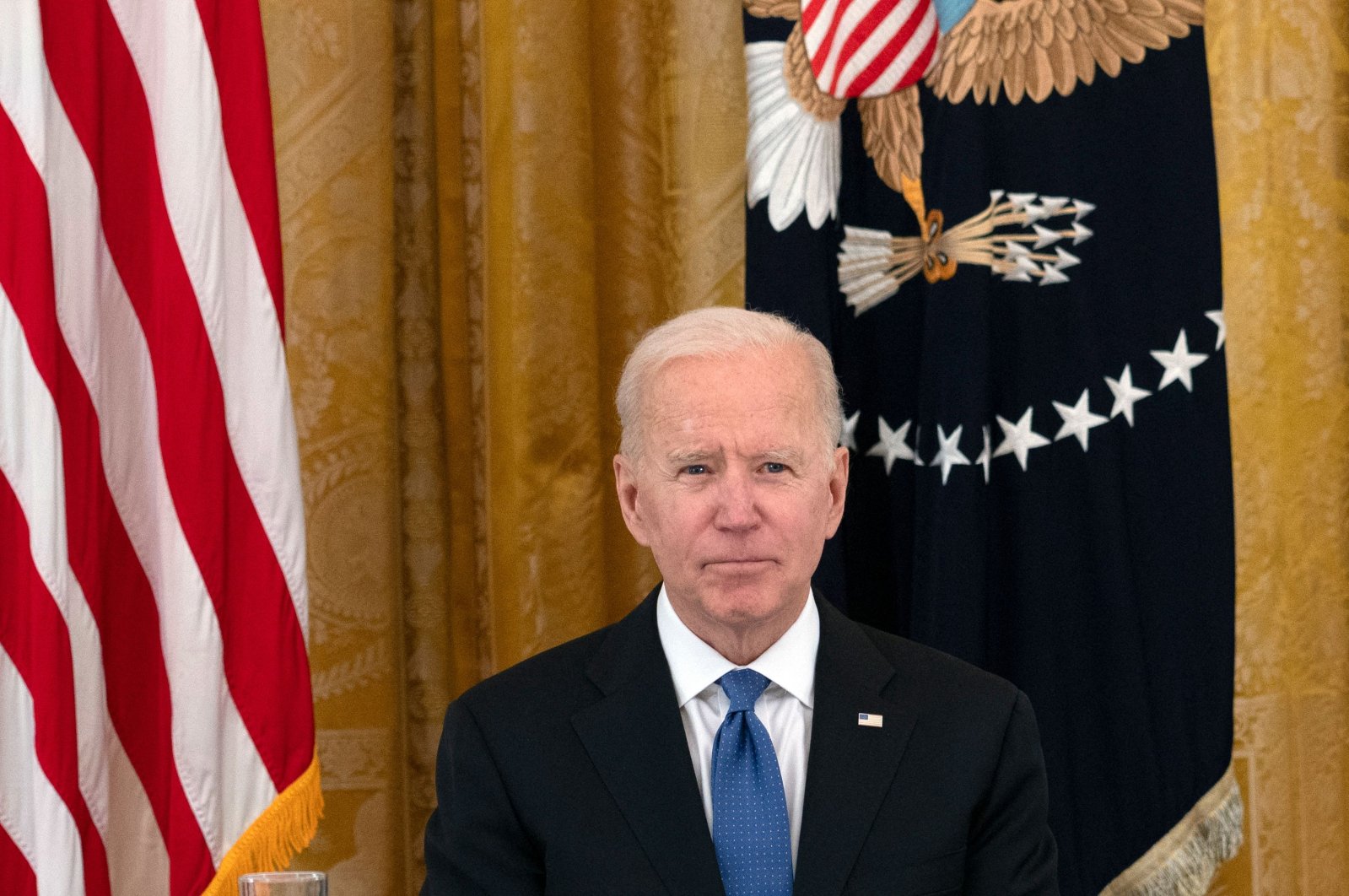 U.S. President Joe Biden holds his first cabinet meeting in the East Room of the White House in Washington, D.C., U.S., April 1, 2021. (AFP Photo)