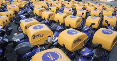 Brand new Getir scooters ready to be put into service in Istanbul, Turkey. (Courtesy of Getir)