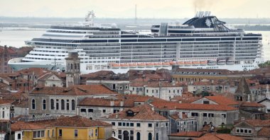 The cruise ship "MSC Preziosa" navigating in the Canale della Giudecca, Venice, Italy, April 5, 2014 (reissued 26 March 2021). (EPA Photo)