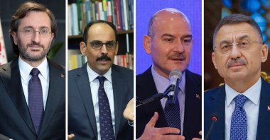 From left to right: Communications Director Fahrettin Altun, Presidential Spokesperson Ibrahim Kalın, Interior Minister Süleyman Soylu, Vice President Fuat Oktay.