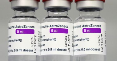 Vials of the AstraZeneca COVID-19 vaccine in a fridge at the local vaccine center in Ebersberg near Munich, Germany, March 22, 2021. (AP Photo)