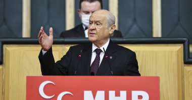 Nationalist Movement Party (MHP) leader Devlet Bahçeli speaks during a party meeting in Ankara, Turkey, March 30, 2021. (AA Photo)