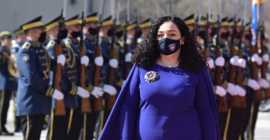 The newly elected Kosovo President Vjosa Osmani is pictured during a swearing in ceremony in Pristina, Kosovo, April 6, 2021. (Reuters Photo)