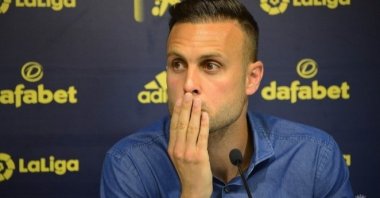 Cadiz defender Juan Cala during a press conference in Cadiz, Spain, April 6, 2021. (Cadiz FC/EPA Photo)