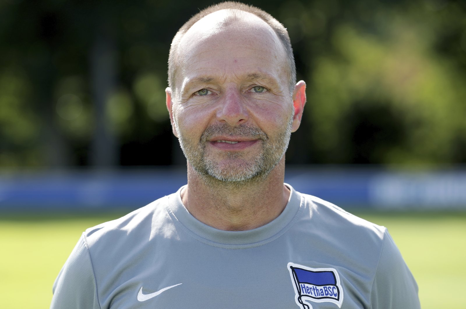 Hertha's Zsolt Petry poses for a photo during the 2020/21 team presentation of the German first division, Bundesliga, in Berlin, Germany, Aug. 17, 2020. (AP Photo)