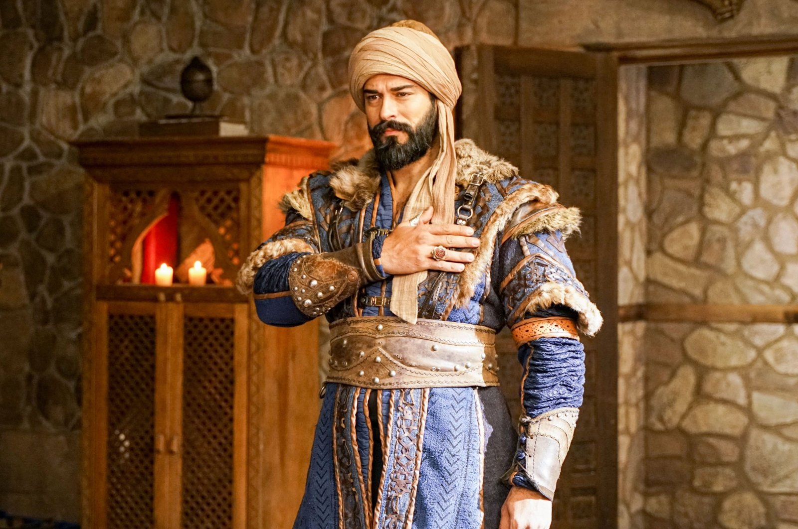 A still shot shows actor Burak Özçivit in the role of Osman Ghazi, the founder of the Ottoman Empire, in a scene from "Kuruluş Osman." 