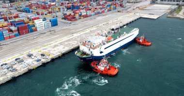 The first voyage to the automotive-focused Ro-Ro port of OYAK Maritime and Port Management INC completed in Kocaeli, northwestern Turkey, April 7, 2021. (Photo courtesy of OYAK)