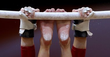 Brooklyn Moors of Canada competes in the uneven bars during the women's team final of the 2018 FIG Artistic Gymnastics Championships at Aspire Dome in Doha, Qatar, Oct. 30, 2018. (AFP Photo)