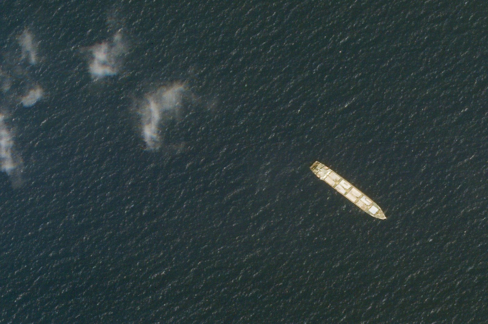 This satellite photo shows the Iranian cargo ship MV Saviz in the Red Sea off the coast of Yemen, Oct. 1, 2020. (AP File Photo)