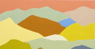 Etel Adnan, untitled, 1961, oil on canvas stretched on wood, 50 by 36 centimeters. (Courtesy of Pera Museum)