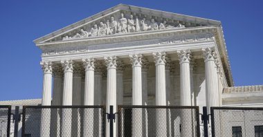 Security fencing surrounds the Supreme Court building on Capitol Hill in Washington, U.S., March 21, 2021. (AP Photo)