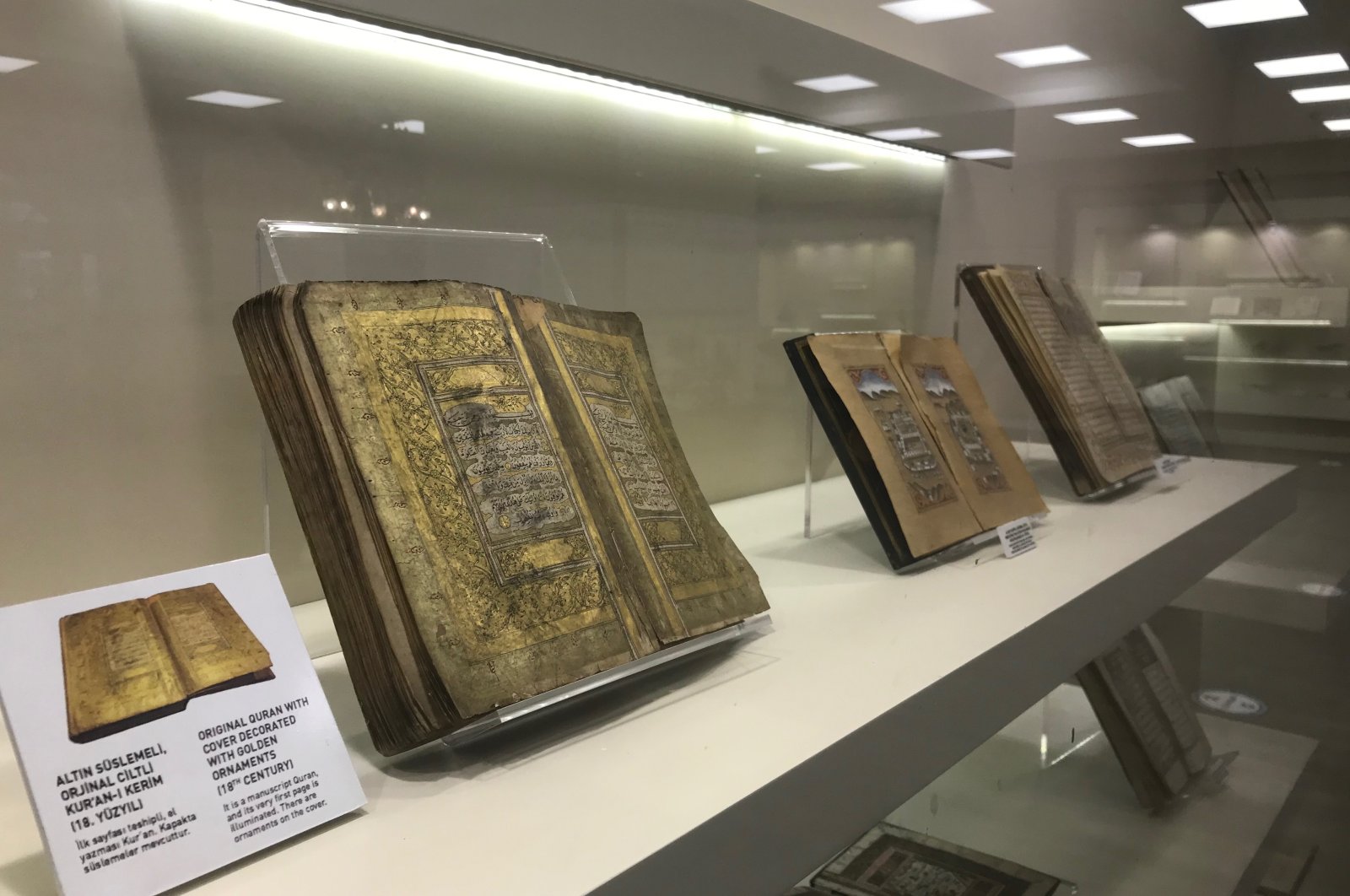 A rare, authentic Quran from the 18th century is exhibited in the Silk Road Museum, Trabzon, Turkey, April 8, 2021. (AA Photo)