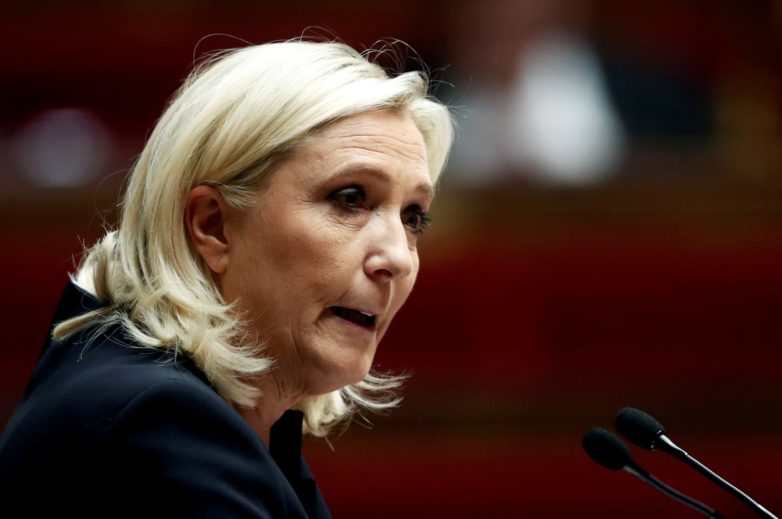 Marine Le Pen, a member of parliament and leader of the French far-right National Rally (Rassemblement National) party, delivers a speech during a debate on immigration at the National Assembly, Paris, France, October 7, 2019. (REUTERS Photo)