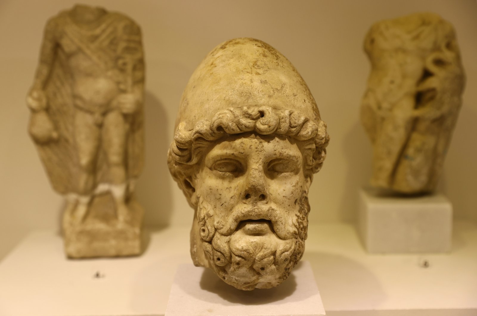 Sculptures belonging to ancient era civilizations of Thrace, Edirne, Turkey, April 9, 2021. (AA Photo)
