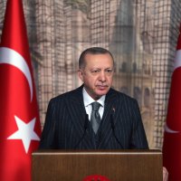 President Recep Tayyip Erdoğan speaks in a meeting with the women's branch of the Union of International Democrats (UID) in Istanbul, Turkey, April 11, 2021. (AA)