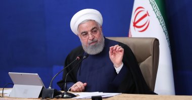 Iranian President Hassan Rouhani speaking during a cabinet meeting in Tehran, Iran, April 7, 2021. (A handout photo made available by the Iranian Presidential Office/EPA Photo)