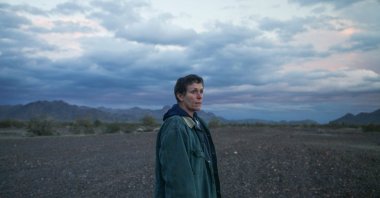 A still shot shows Frances McDormand in a scene from "Nomadland."