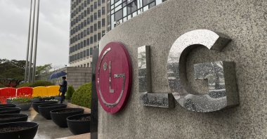 A logo of LG Electronics Inc. is seen outside the company's office building in Seoul, South Korea, April 12, 2021. (AP Photo)